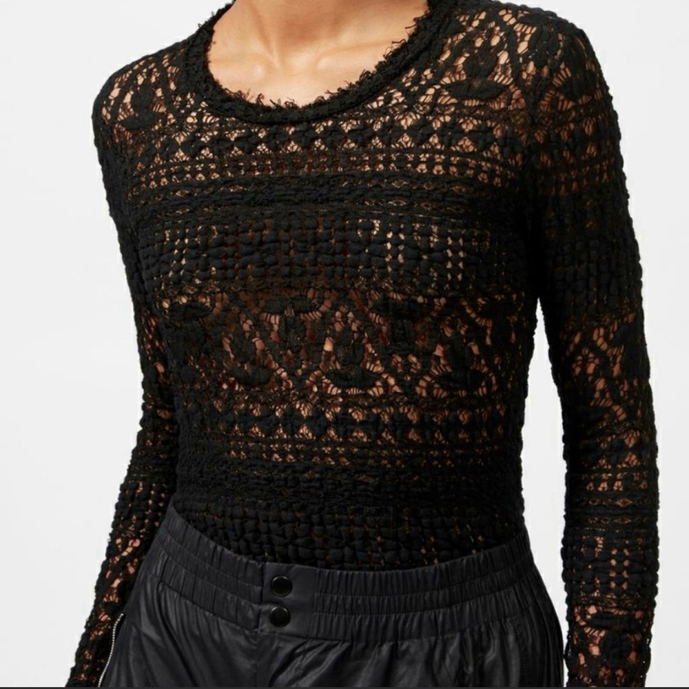 Isabel Marant Lace Crochet Top Shirt Blouse Black 36.